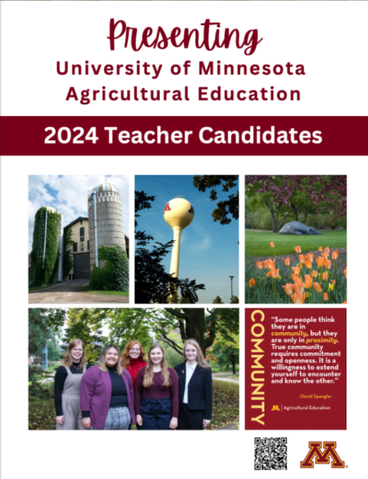 front cover of teacher candidate book, photos of campus and teacher candidates