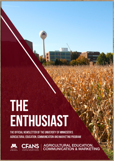 The Enthusiast front cover, St. Paul campus water tower & corn field